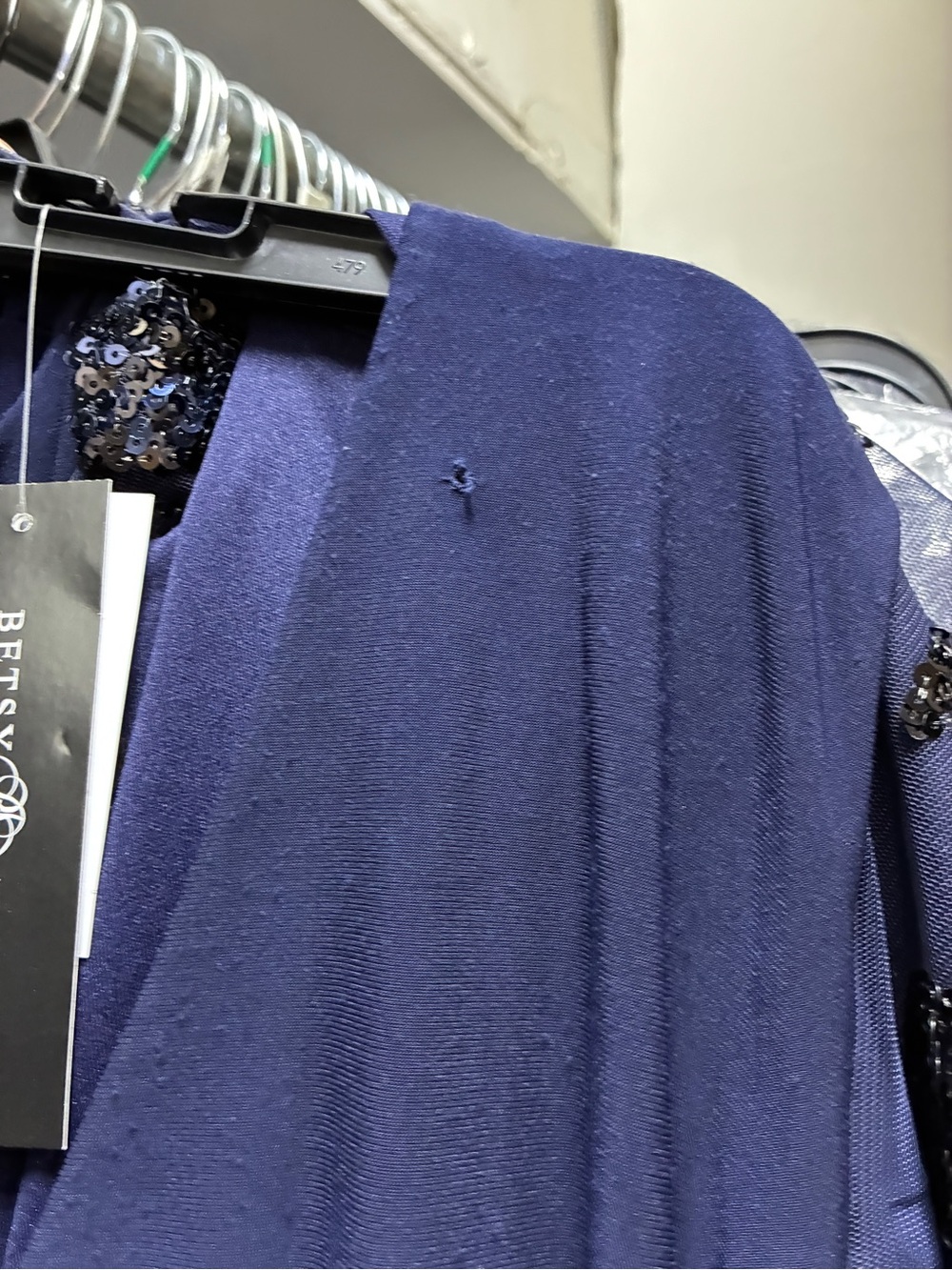 Betsy & Adam Size 2P NWT Navy Sequin Short Sleeve Formal Evening Gown GALA MOB - Picture 6 of 15